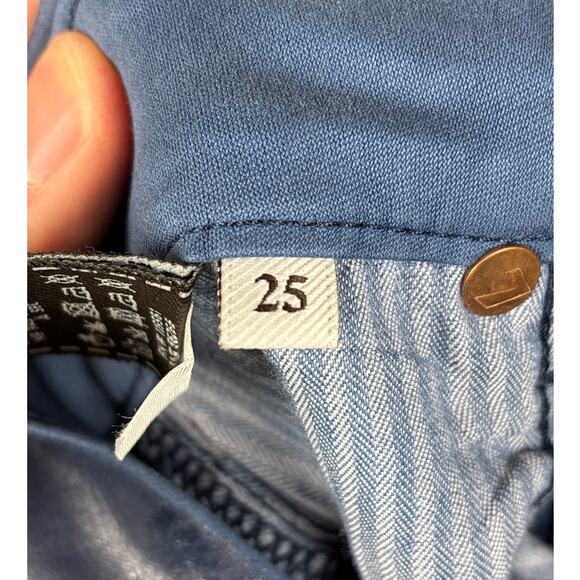 7 For All Mankind Women’s 25 Luxe Navy Blue Sateen mid Rise ankle Jeans - Picture 7 of 7